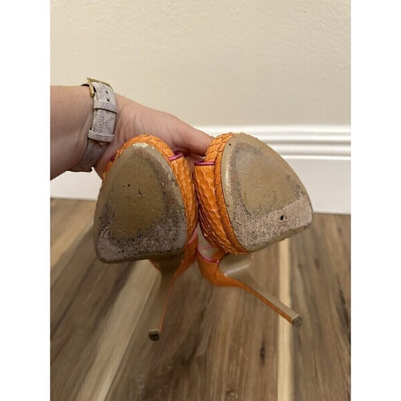 Nicholas Kirkwood Platform Heels EU 36.5 Orange Snakeskin - Picture 15 of 16